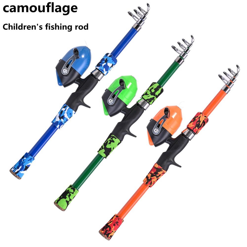 Fishing Rod Ice - ポータブル伸縮迷彩子供用釣竿回転調整投げロッド屋外釣りアクセサリーツール