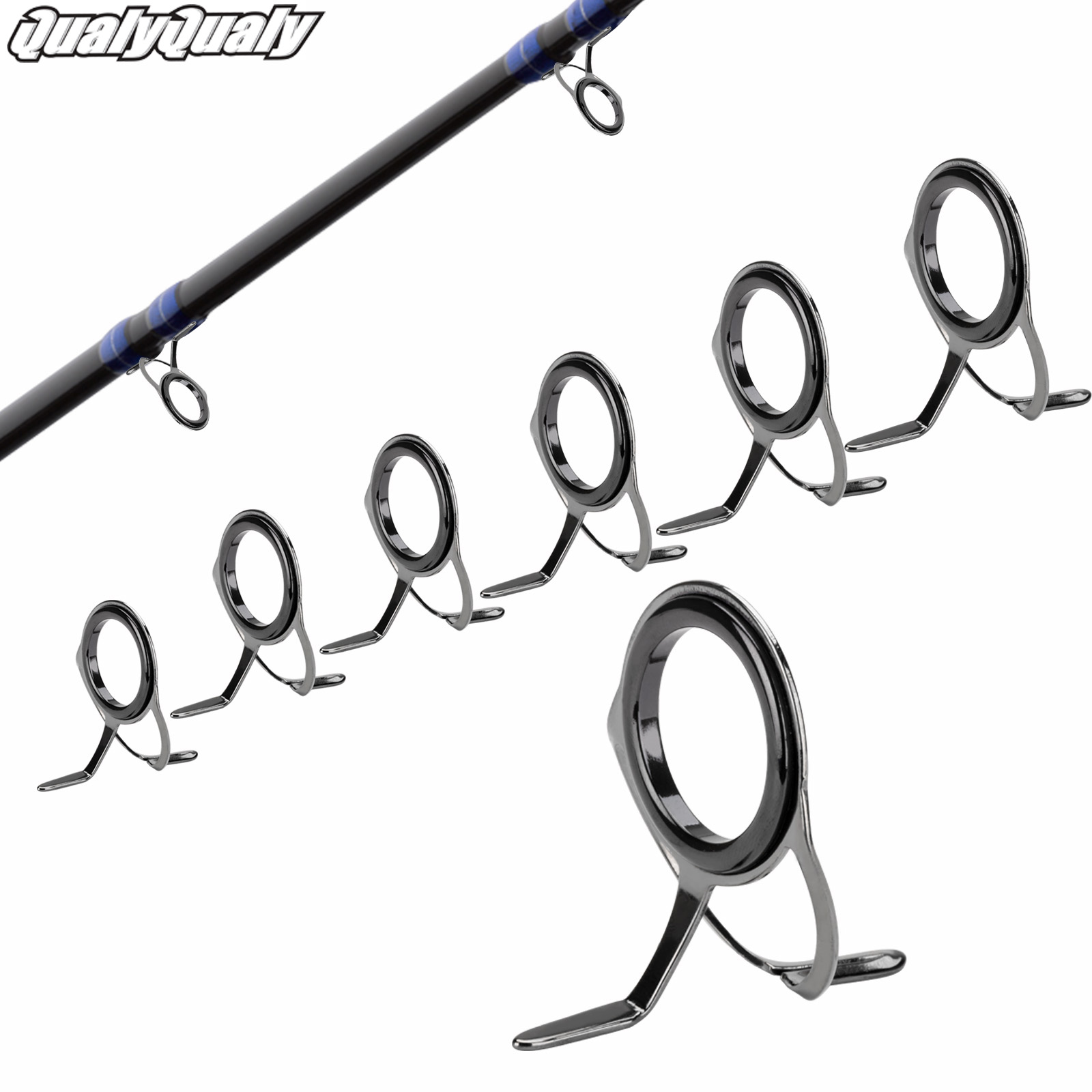 Fishing Rod Repair Kit - 7 個釣竿ガイド修理キット 0.96-3.3 センチメートル鋳造セラミックリング鋼ダブルレッグ釣竿ガイド交換セット