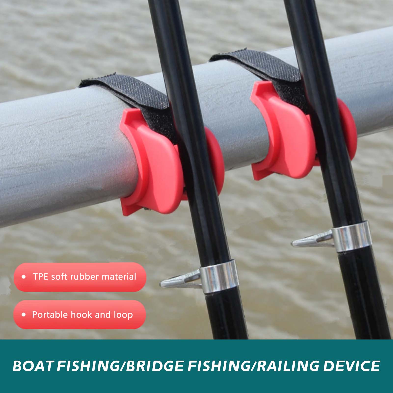 Fishing Rod Boat - U字型ボート釣り竿ホルダー、頑丈な構造、TPE釣り餌キーパー、カヤック、マリンフィッシングに最適