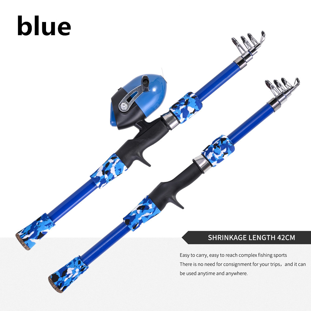 ポータブル伸縮迷彩子供用釣竿回転調整投げロッド屋外釣りアクセ - Fishing Rod Ice のレビューと価格