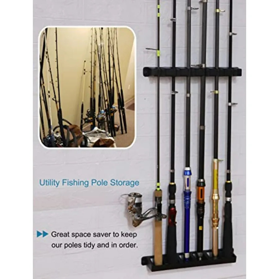 水平釣り竿ラックホルダー 壁掛け式釣り竿ホルダー ガレージや - Fishing Rod Rack のレビューと価格