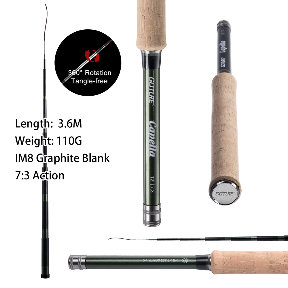 GOTENKara-超軽量釣り竿,3.6mコンボ,ライン付き - Fishing Rod Carbon Fiber のレビューと価格