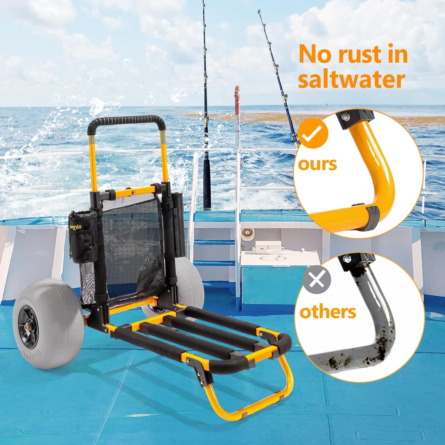 ボンロービーチフィッシングカート、12インチ大型バルーンホイ - Fishing Rod Holder のレビューと価格