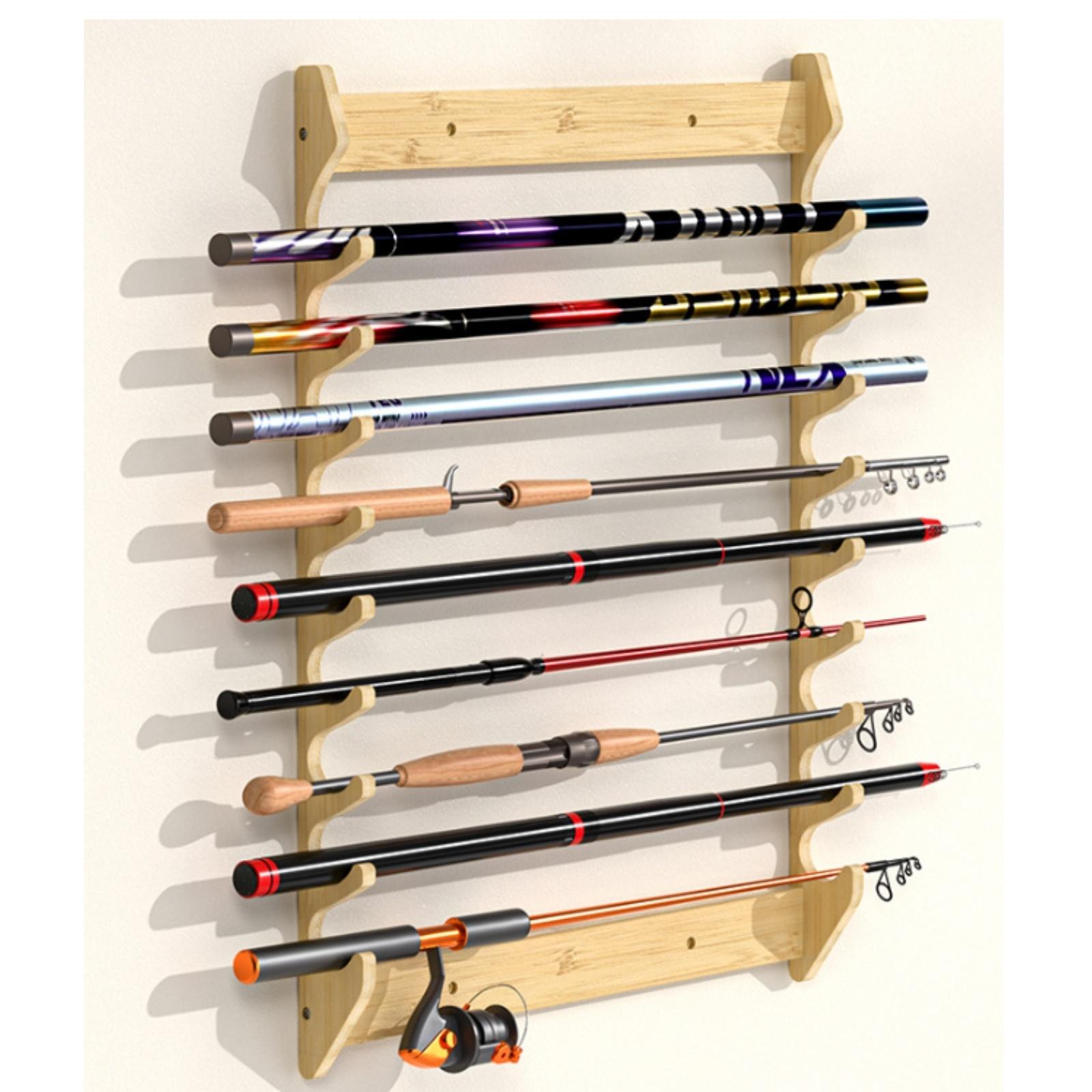 竹製釣り竿ホルダー壁掛け収納スタンド、釣り竿用オーガナイザー - Fishing Rod Rack のレビューと価格