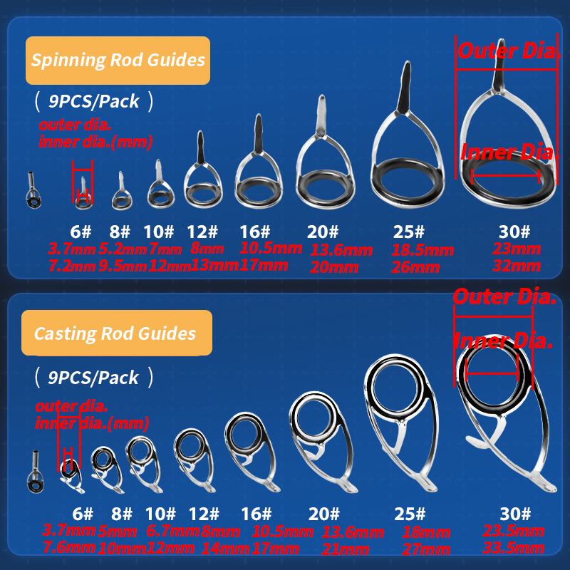 釣り竿用セラミックリング修理キット,9ユニット - Fishing Rod Spinning のレビューと価格