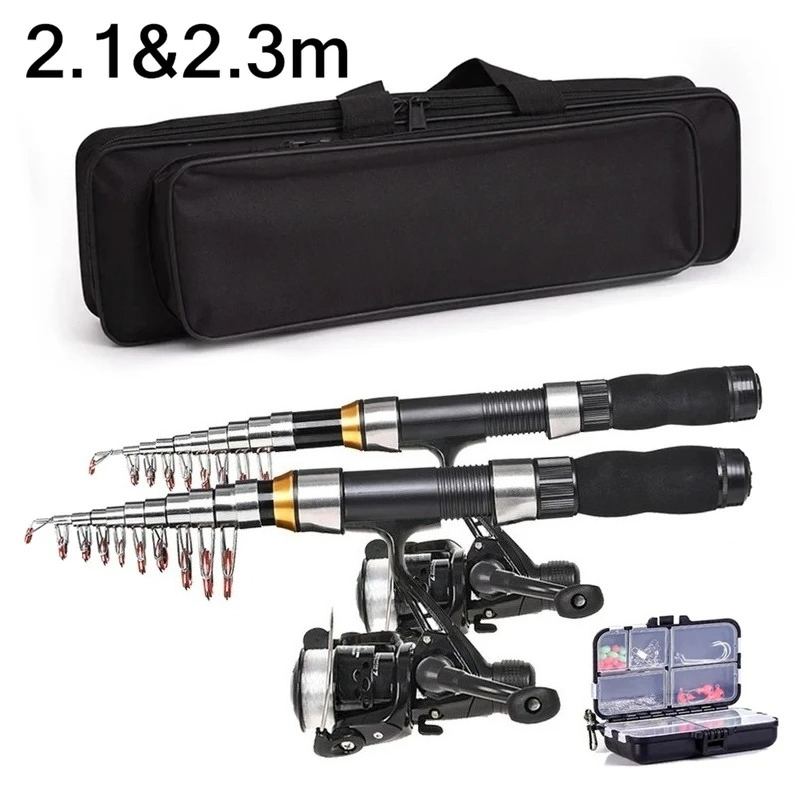 BRAVMAK 2.1/2.3m伸縮式釣り竿リールコンボフル - Fishing Rod Carbon Fiber のレビューと価格